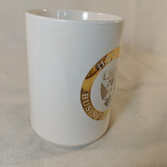 Harvard Business School Ceramic Mug Vintage White Gold Coffee Tea College US Uni - Picture 9 of 11
